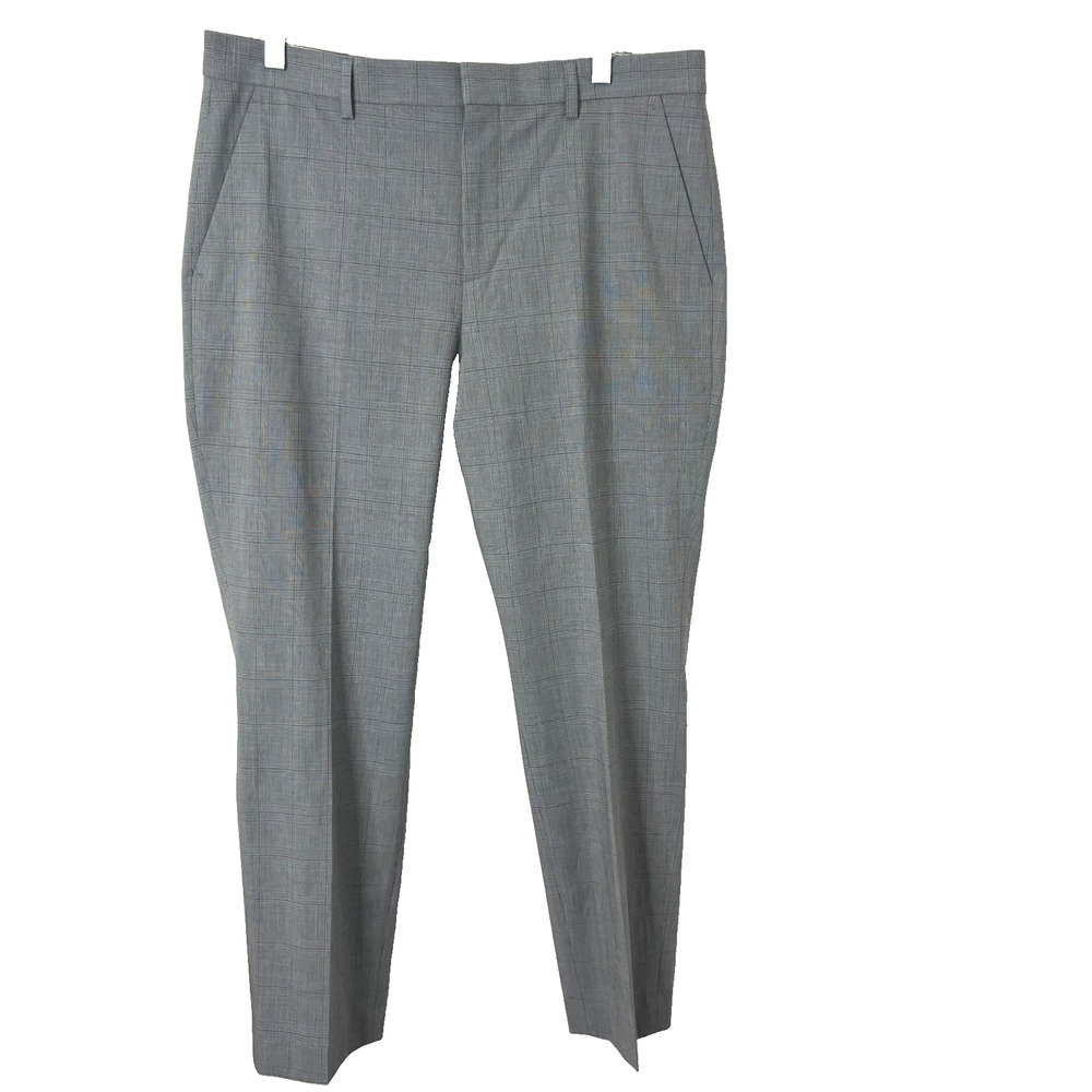 Express NWT Men's Slim Gray Plaid Flat Front Dress Pants Size 33X30